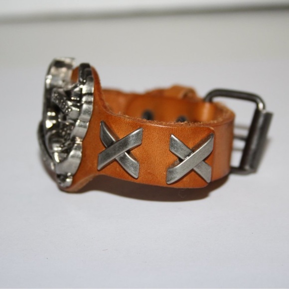 Moto Style Leather Cuff Bracelet Live to Ride, Ride to Live bracelet 7-8.5" - Picture 2 of 3